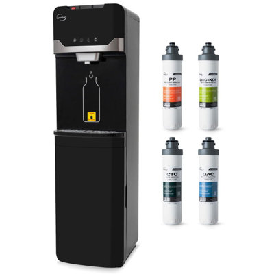 iSpring Bottleless Water Dispenser with 4-Stage Filtration, SGS-Tested 99% of Lead Removal, Water Cooler Dispenser - Hot, Cold, Room Temp, Self Cleaning, Stainless Steel, Silver, Model: DS4S-PB