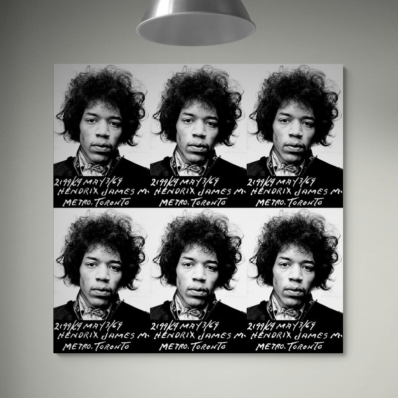 Jimi Hendrix Police Mugshot - Wrapped Canvas Print, 30cm H x 30cm W x 4cm D