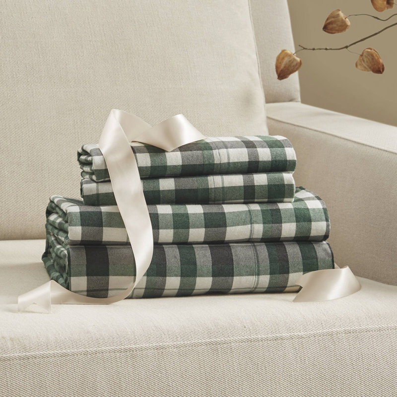 Cotton Flannel Printed Sheet Set, Full/Double Sheet Set with 2 Pillowcases