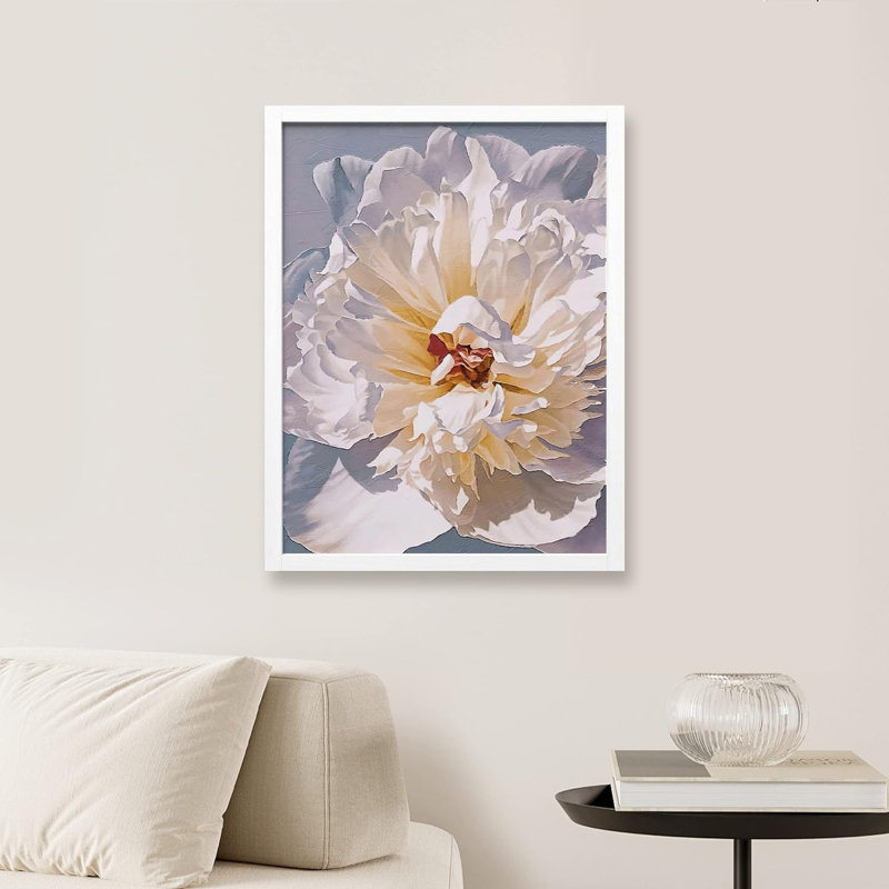 «Pastel White Carnation Flower Wall Art Floral Botanical Prints Decor For Living Room, encadré sur papier», Blanc