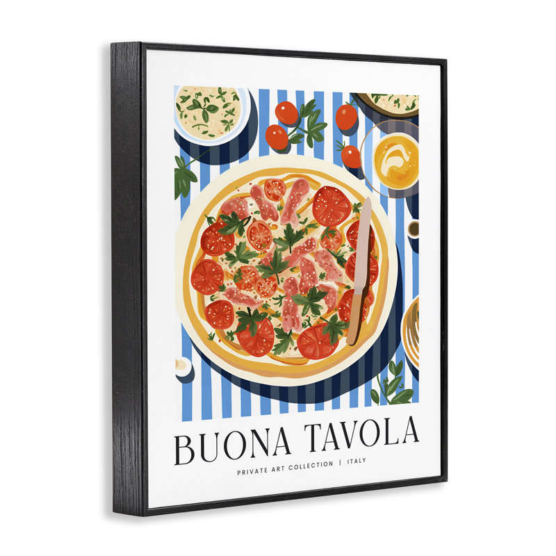 Buona Tavola, H 20 po x l 16 po, Giclée encadrée noir minuit