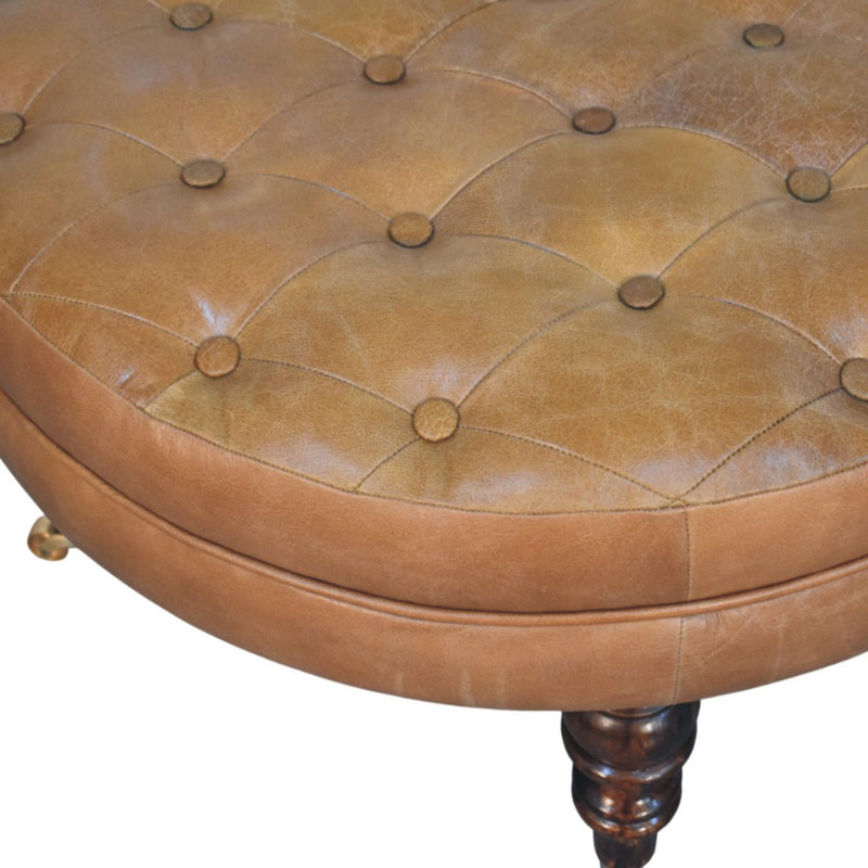 Repose-pieds brun en cuir Buffalo