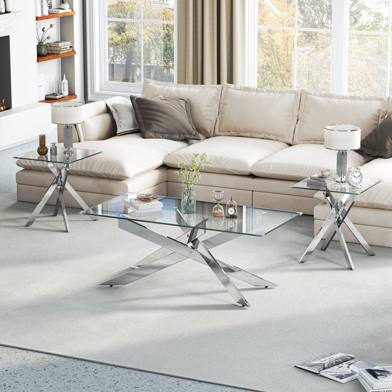 Table de bout Brazeal 22,08 po, Argent argent