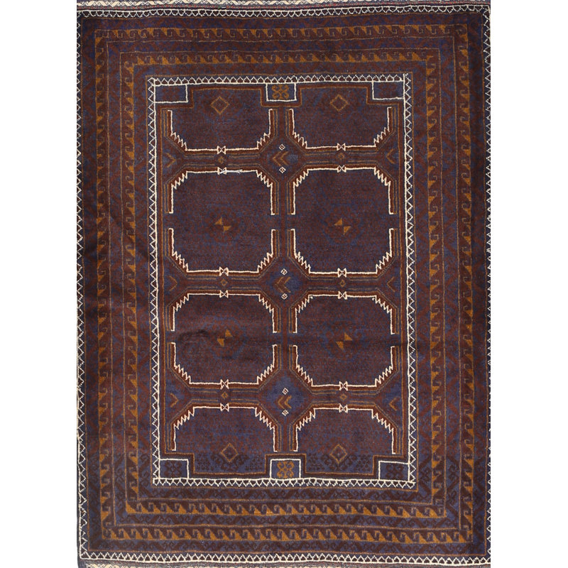 Tapis traditionnel mauve / jaune, Rectangle 3 pi x 5 pi