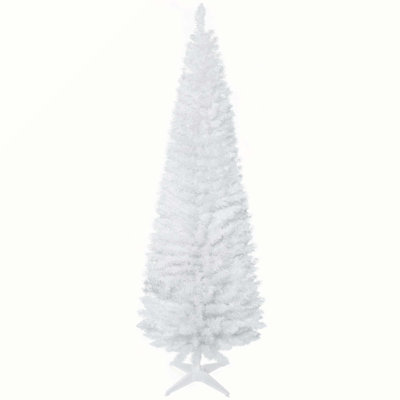 Slim Artificial Pencil Christmas Tree - 390 Realistic Branch Tips Flame-Retardant Unlit Tree with Plastic Stand