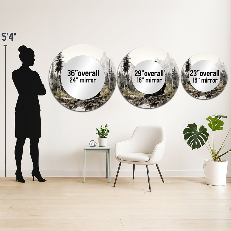 Bear Wild Majesty II - miroir mural ours, miroir décoratif rond moderne, impression d'art en métal, 36 po x 36 po