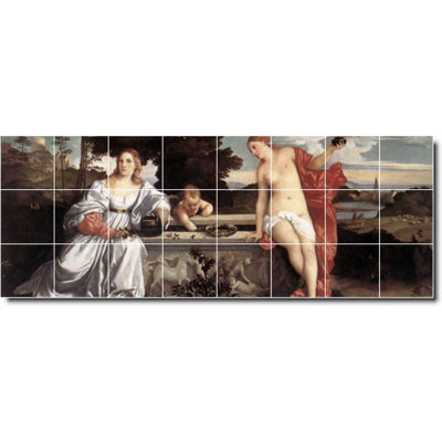 96" X 36" Ceramic Charles Russell Native American Painting Decorative Mural Tile W07773: 12" X 12" (Set Of 24)-Ly57-