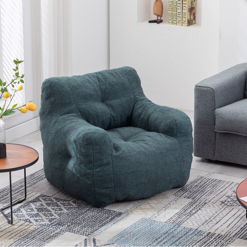 Fauteuil à billes 39,37 po Almon, Imitation fourrure verte