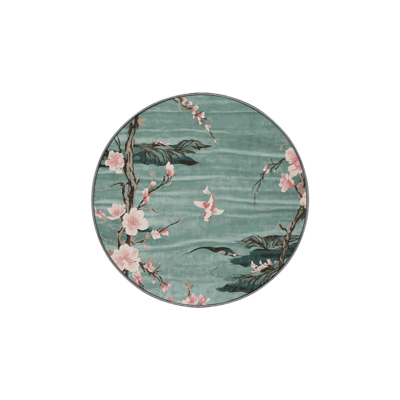 Tapis gris soyeux et moelleux, Rond 8 pi