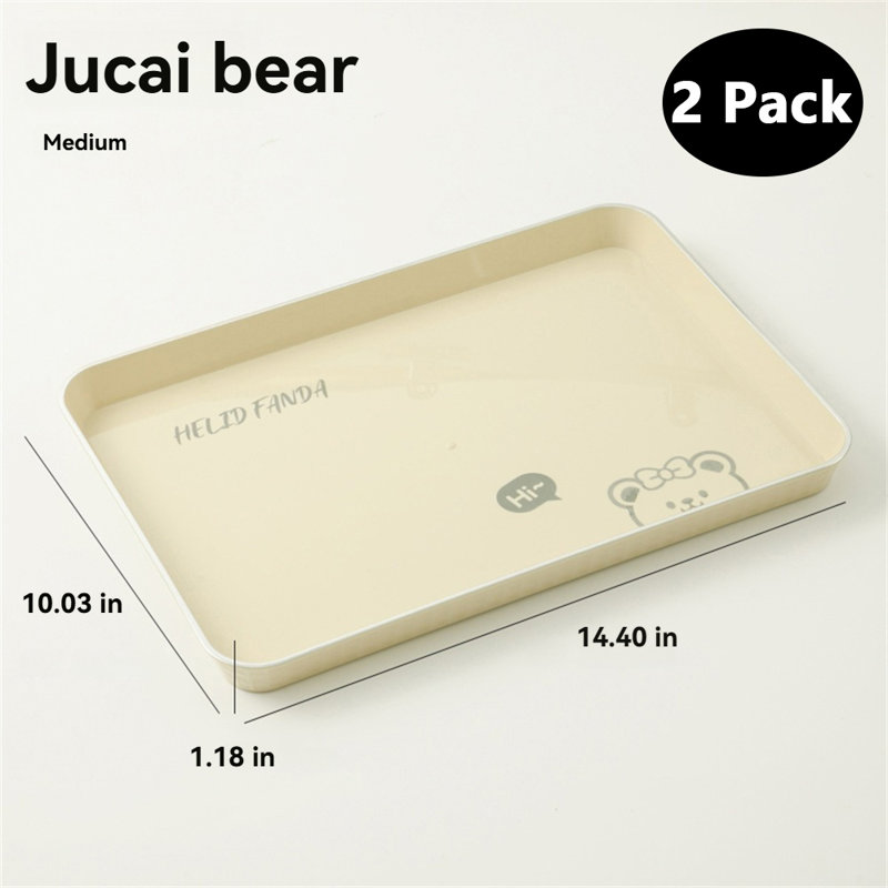 2 Pack  Rectangular Tray For Serving Breakfast, Fruits, Snacks, And Storing Water Cups And Tea Cups In Living Room, Coffee Table, Or Home Use