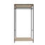 Armoire élégante avec pieds en métal thermolaqué électrostatique, finition chêne et noir, 39,4 x 66,9 x 15,7 pouces | Panneau de particules 100% enduit de mélamine, conception durable et moderne pour organiser les vêtements et les accessoires