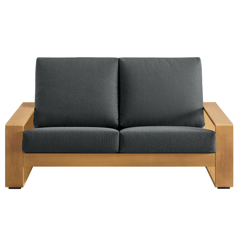 Lirienne Outdoor Patio Aluminum Loveseat, Natural, Charcoal
