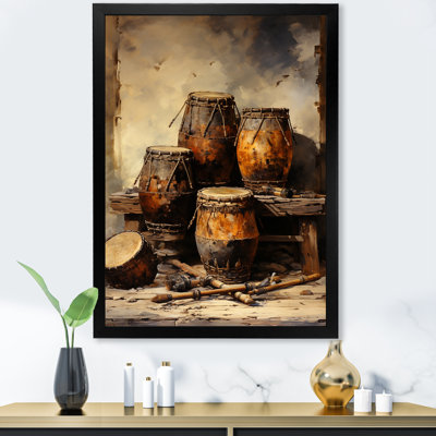 «Brown Music Drums Rhythm Revicat III - Music, art mural»