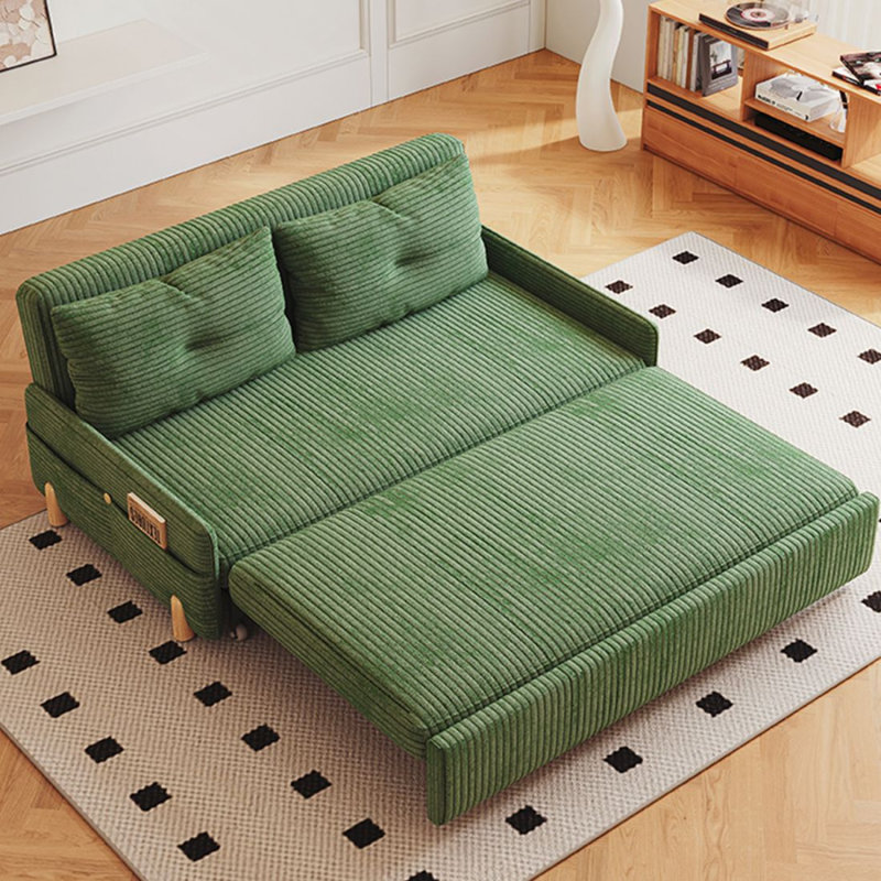 Canapé-lit en velours côtelé vert olive, 75.98"W*31.5"D*31.5"H