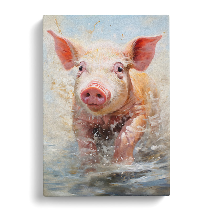 Pig Action - Wrapped Canvas, 76cm H x 50cm W x 3cm D