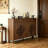 55.12"Brown Oriental Slatted Solid Wood Shoe Cabinet