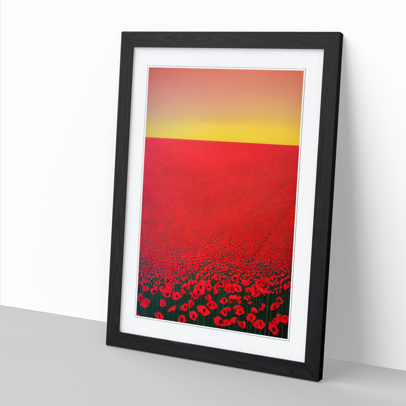 Contemporary Poppy Flower Field Vol.1 1 Piece Single Picture Frame Wall Art, 34cm H x 25cm W, Black Framed