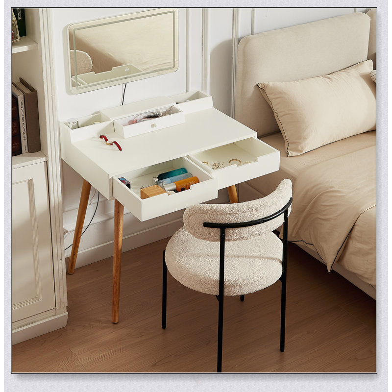 Makeup Vanity Desk With Removable Mirror And Lights, 3 Color Modes & Adjustable Brightness For Flawless Beauty
