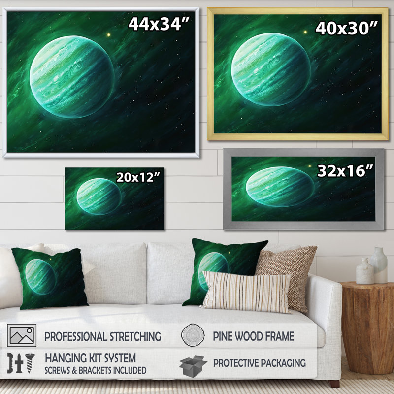 " Jade Jupiter Planet In Outer Space I ", Gold Single Picture Framed, 24" H x 32" W x 1" D