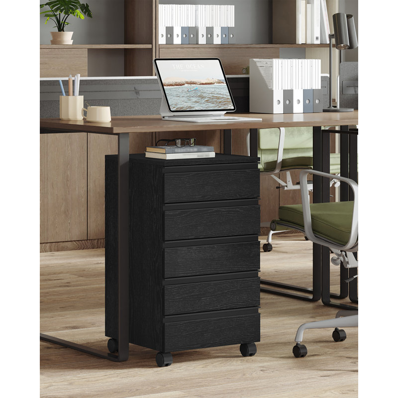 5-Drawer Mobile File Cabinet, Filing Cabinet with Lock and Wheels, Under Desk Storage, Fits A4, Legal, Letter, for Home, Office and School, 40 x 40 x 65 cm