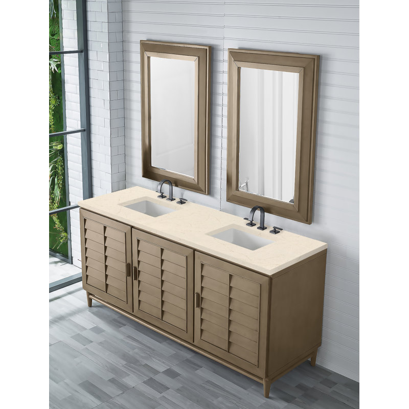 Broeder 72'' Double Bathroom Vanity with Top, Charcoal Soapstone, Widespread