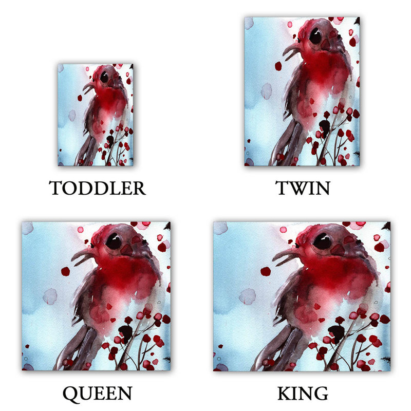 Ensemble de housse de couette Finch In Winter, 1 housse de couette grand + 2 taies standards
