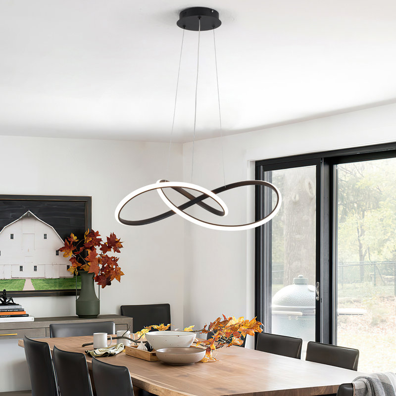 Lustre linéaire moderne à 1 lumière à intensité variable Jahzlynn, Noir mat