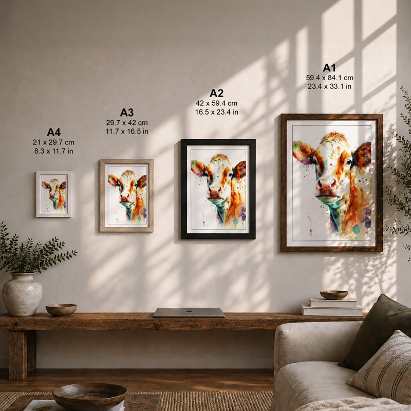 Loose Cow Portrait Modern - Print, A2 - 59.4 x 42.0 cm, Black