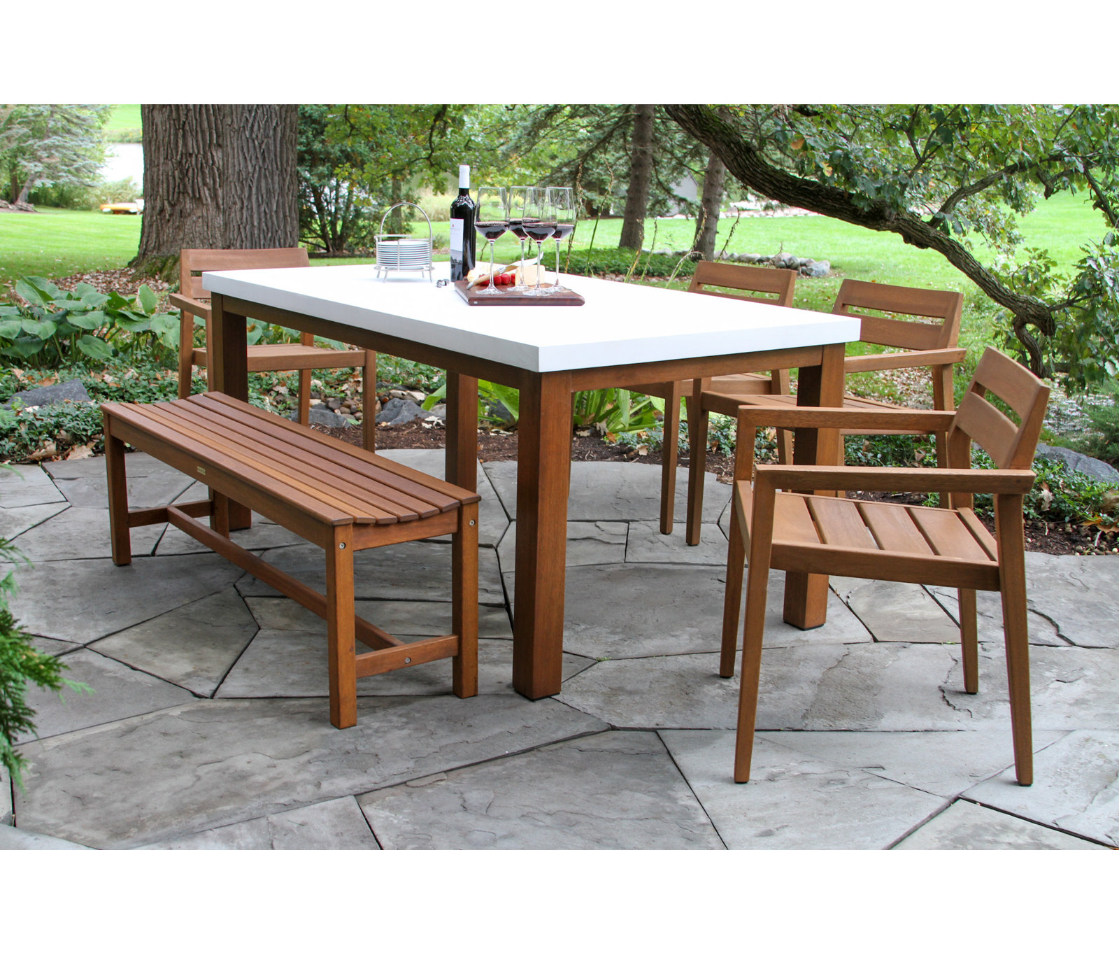 Kinsler 68" Eucalyptus Patio Dining Set