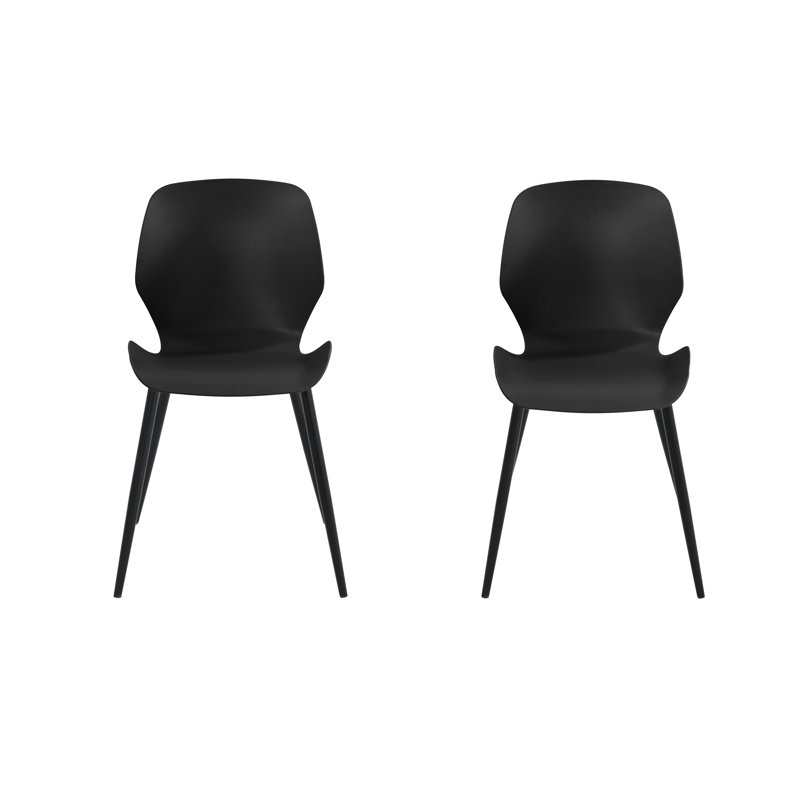 Pair of Aspen Carnaby Kitchen Chairs, Plastic Seat With Black Legs, Black