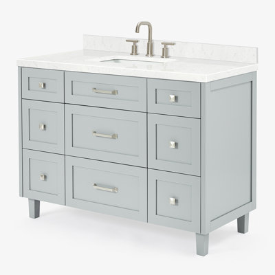 ARIEL Monroe 48 Single Sink Bathroom Vanity with Carrara Quartz Top