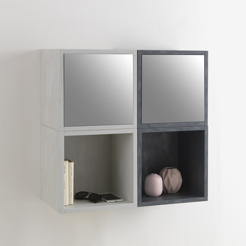 Bernice Square Cube Shelf with Adjustable Shelves, Black
