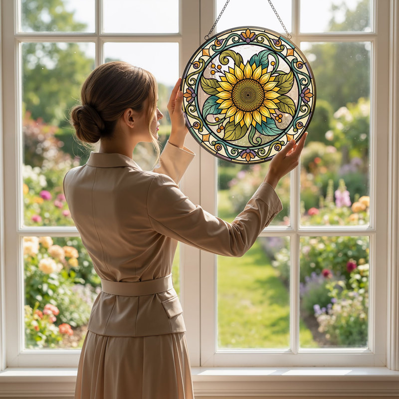 Panneau de vitrail Sunflower, 7.8"H