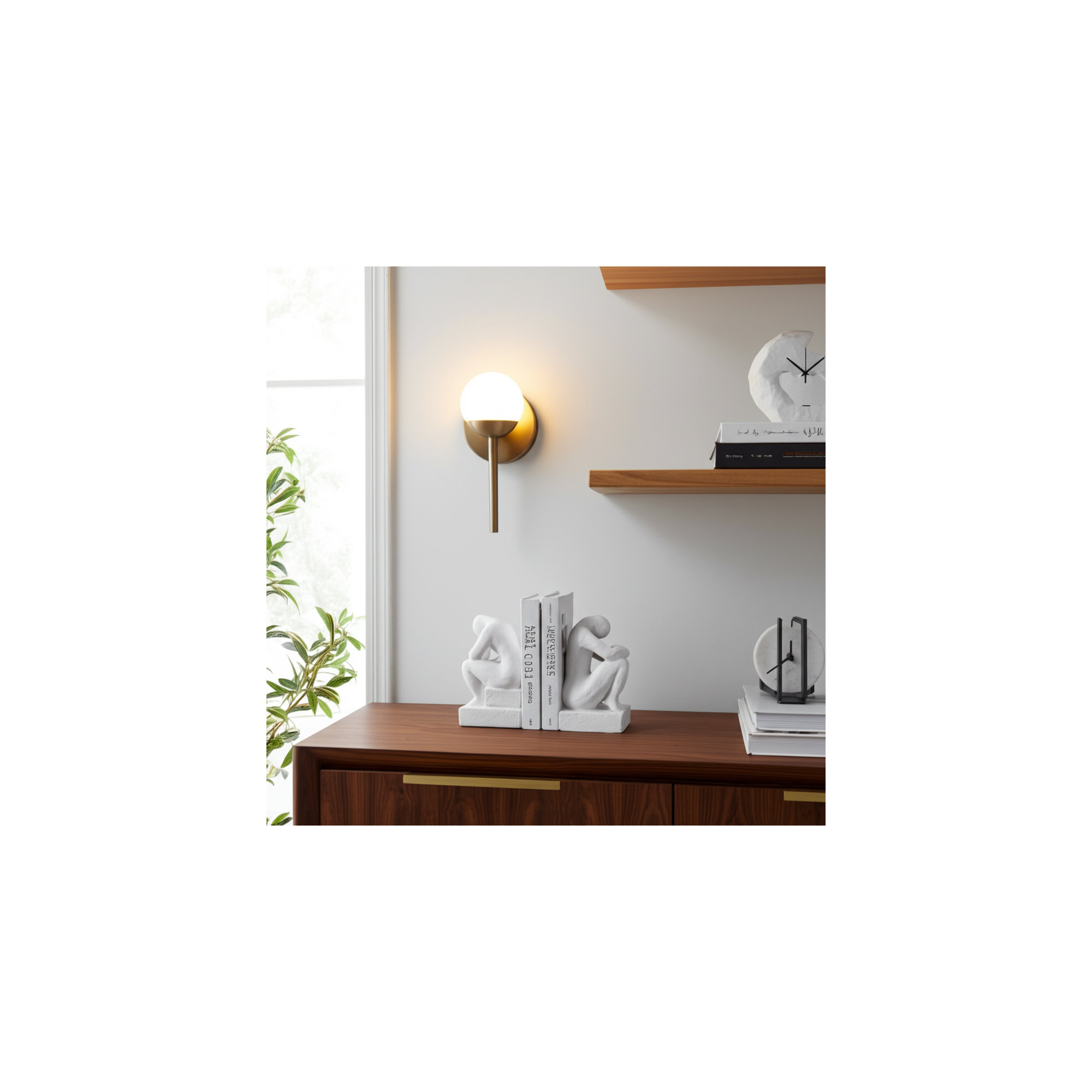 Sagebrook Home Wella Polyresin Thinking Man Bookends Set - Enhance Your Shelves, White, 7" H x 8" W x 4" D