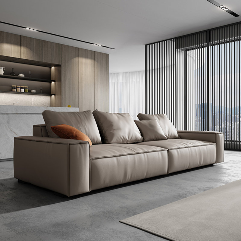 Canapé modulaire en cuir véritable Griege, H 26,77 po x l 110,24 po x P 39,37 po