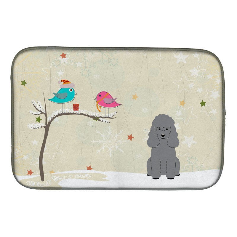 Tapis de noël entre amis caniche, Argent