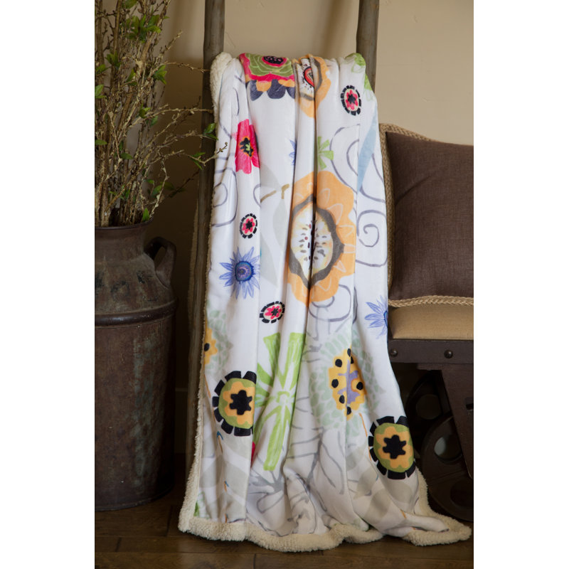 Wildflower Multicolor Fleece Sherpa Throw Blanket