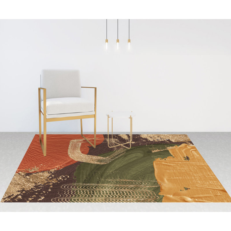 Dellena Vinyl Machine Printed Area Rug, Rectangle 3'3.4" x 4'11.1"
