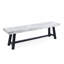 Banc moderne en bois industriel avec sablage gris et métal noir, panneau à lattes, l 63 po x P 14,77 po, H 17,38 po
