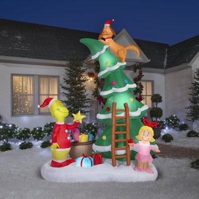 Airblown Christmas Light-Grinch avec Cindy Lou et Max sur Christmas Tree-Dr. Seuss