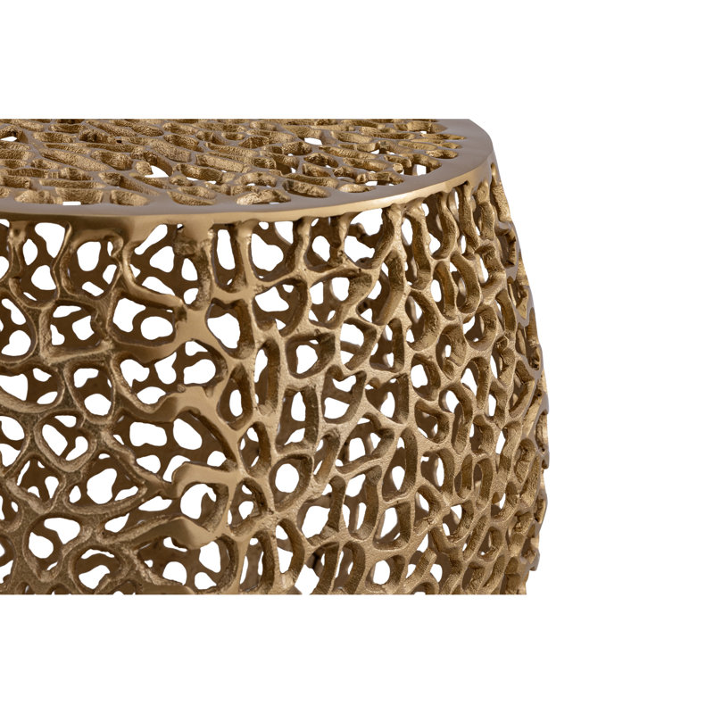 Élégante table d'appoint dorée avec base en aluminium - Accessoire de salon moderne contemporain en étincelle dorée et captivante
