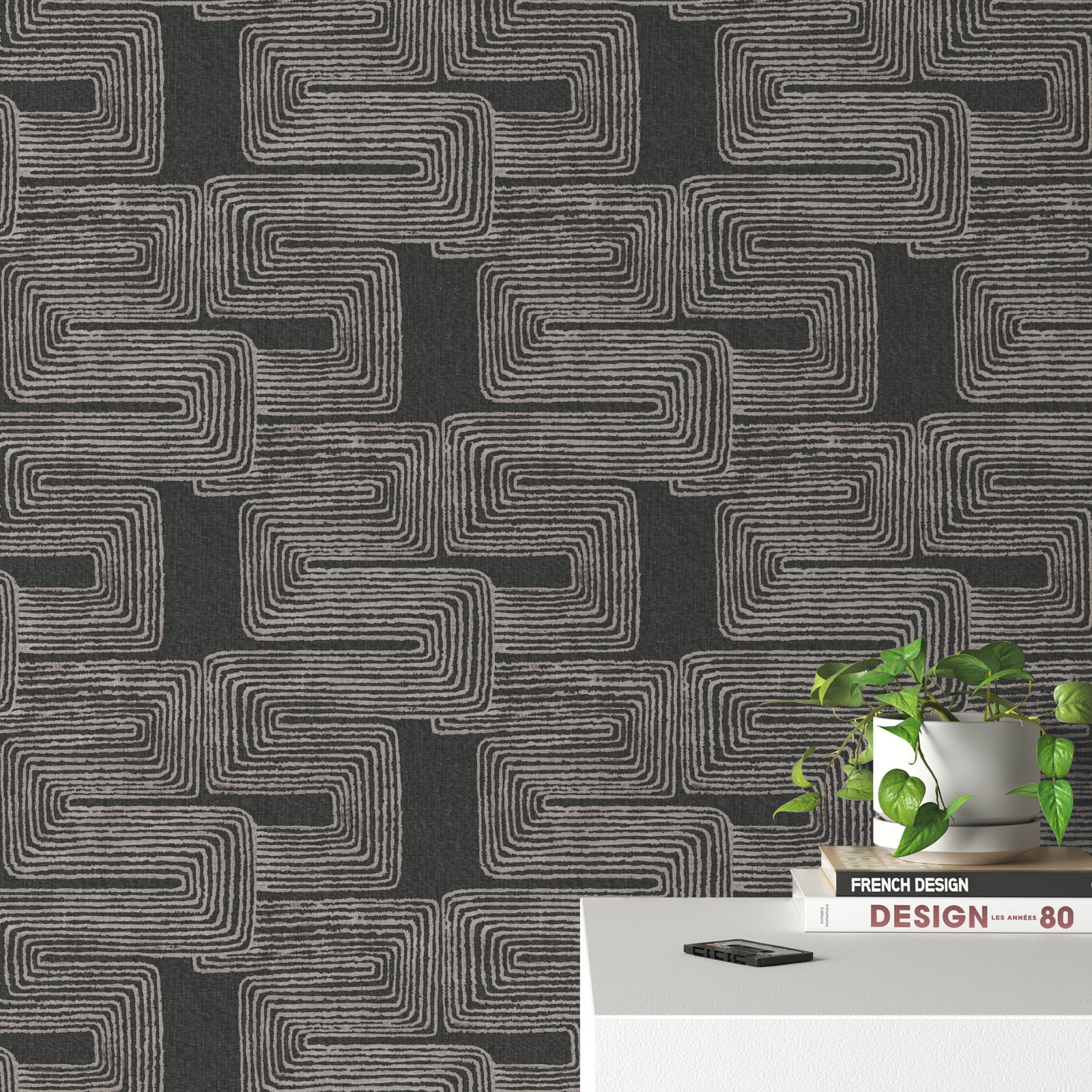 Peel & Stick Geometric Wallpaper, Black/White