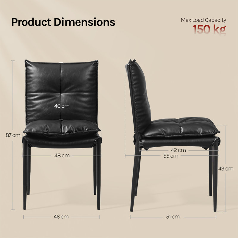 Upholstered Dining Chair, 2, Black, Black
