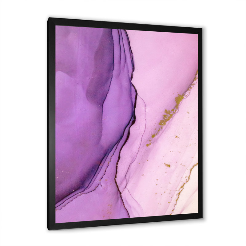 Art mural sur toile de luxe luxueux marbré mauve II, Toile avec cadre photo noir, H 20 po x l 12 po x P 1 po