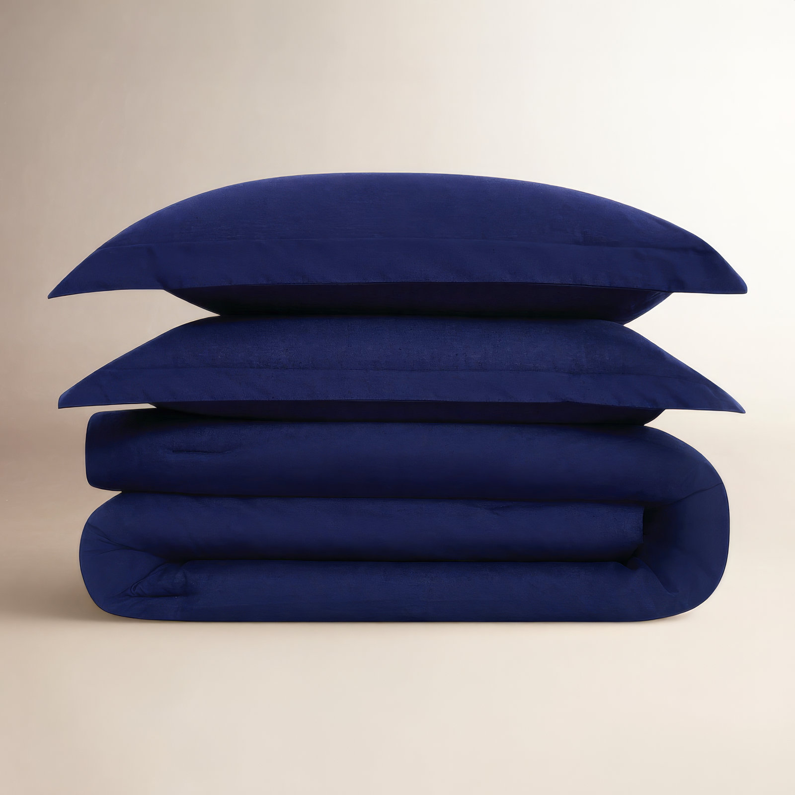 Nena Linen Bedding Set, King Comforter + 2 King Pillow Shams, Navy