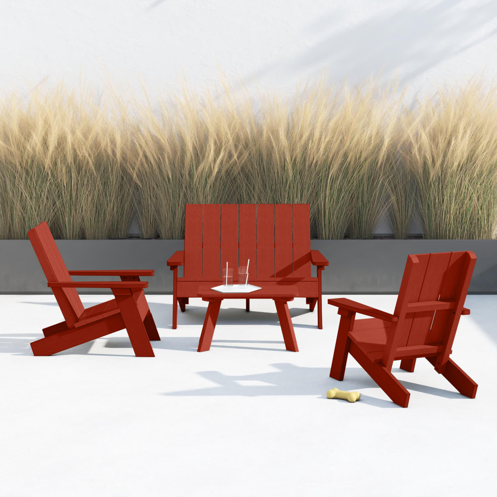 Byrnes 4 - Person Patio Conversation Set, Rustic Red
