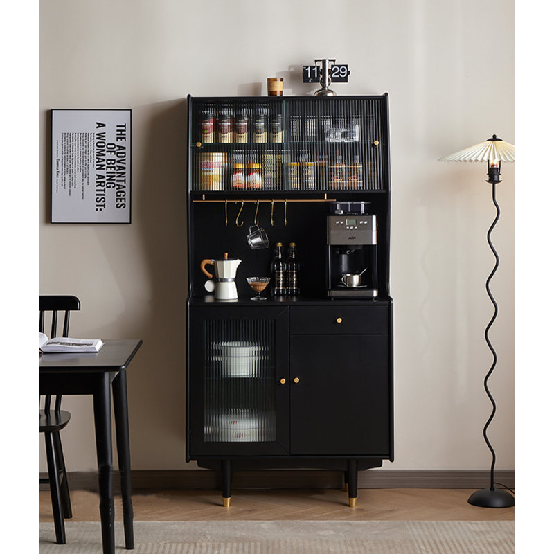 Home Solid Wood Kitchen Pantry Modern Simple Integrated Wall Storage Cabinet