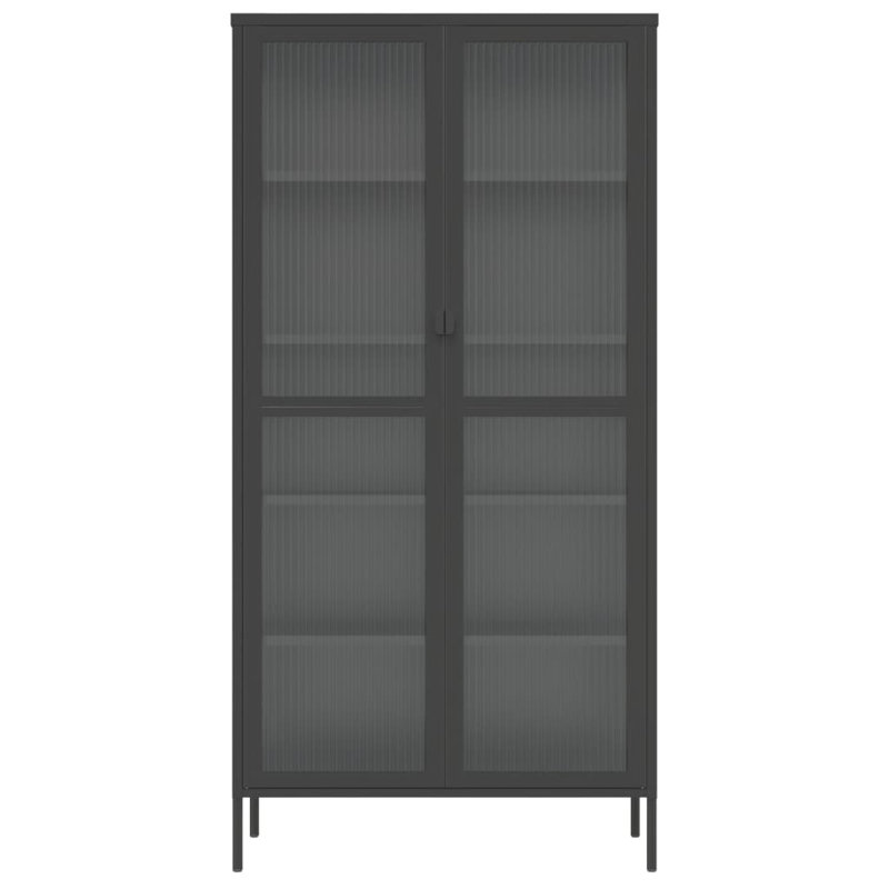 Andreiana Highboard Black Glass and Steel