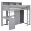 Lit mezzanine en bois avec plusieurs tablettes de rangement et garde-robe-812011145