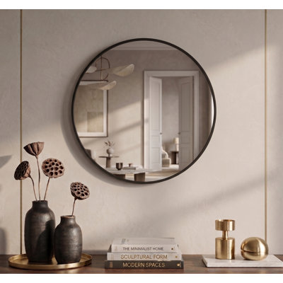Miroir mural rond en métal Adelina
